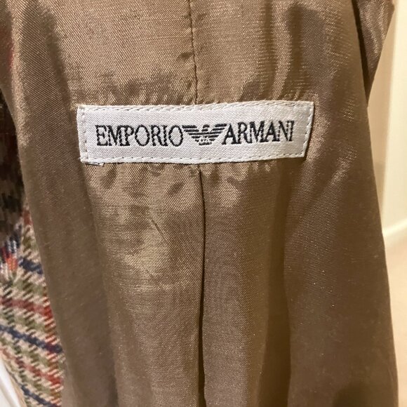Vintage 80s Emporio Armani Blazer, Wool Checked Jacket - Picture 8 of 15